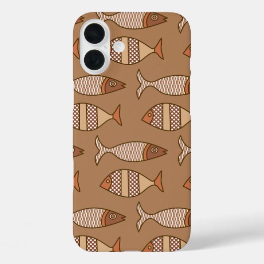 Retro Modern Fish, Tan, Beige en Light Brown Case-Mate iPhone Case (Achterkant)