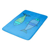Retro Modern Fish, Turquoise en Cerulean Blue Badmat (Gekanteld)