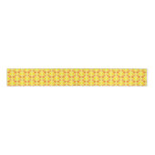 Retro Modern Geel Sinaasappel Checkers Vierkant Pa Grosgrain Lint (Voorkant)