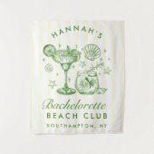 Retro Modern Green & Yellow Bachelorette Weekend Wandkleed (Voorkant)