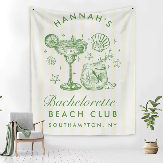 Retro Modern Green & Yellow Bachelorette Weekend Wandkleed