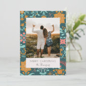 Retro Modern Groen Vrolijk Kerstfeest Vakantie Kaa Kaart (Staand voorkant)