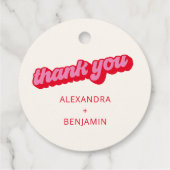 Retro Modern Groovy Bold Pink Red Custom Bedankjes Labels (Achterkant)