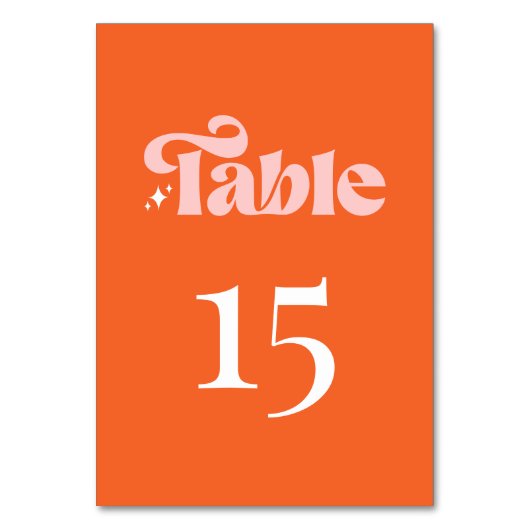 Retro Modern Groovy Script Koraal Roze Sinaasappel Kaart (Achterkant)