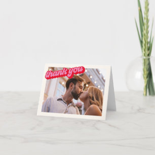 Retro Modern Groovy Vet Rood Foto Bedankkaart