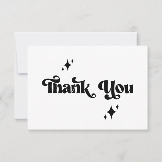 Retro Modern Groovy Zwart Script Trouwen Bedankkaart (Voorkant)