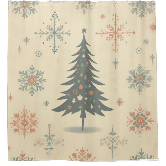 /Retro modern Kerst/winter Douchegordijn (Voorkant)