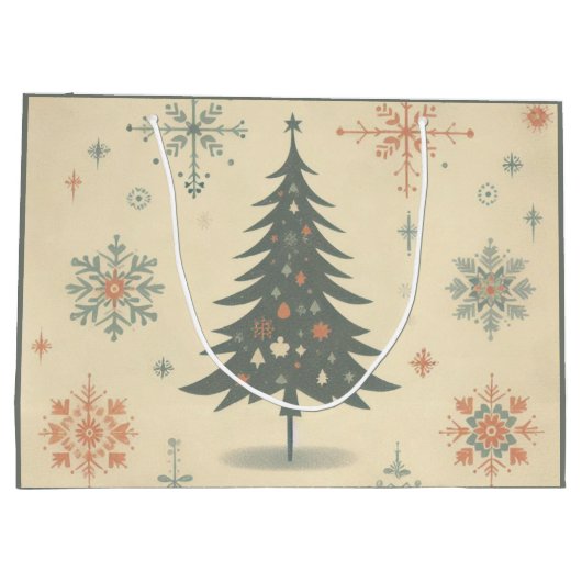 /Retro modern Kerst/winter Groot Cadeauzakje (Achterkant)