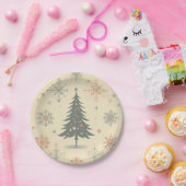 /Retro modern Kerst/winter Papieren Bordje (Feest)