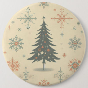 /Retro modern Kerst/winter Ronde Button 6,0 Cm