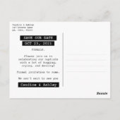 Retro Modern Label Maker Save the Date Photo Fun Briefkaart (Achterkant)