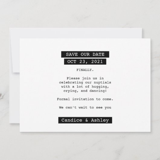 Retro Modern Label Maker Save the Date Photo Fun Kaart (Achterkant)