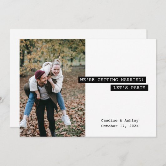 Retro Modern Label Maker Save the Date Photo Fun Kaart (Voorkant / Achterkant)