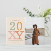 Retro Modern Minimalist 2 Foto Afstuderen Kaart (Staand voorkant)