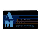 Retro-modern Monogram & Bewerkbare vormen & Kleure Etiket (Voorkant)