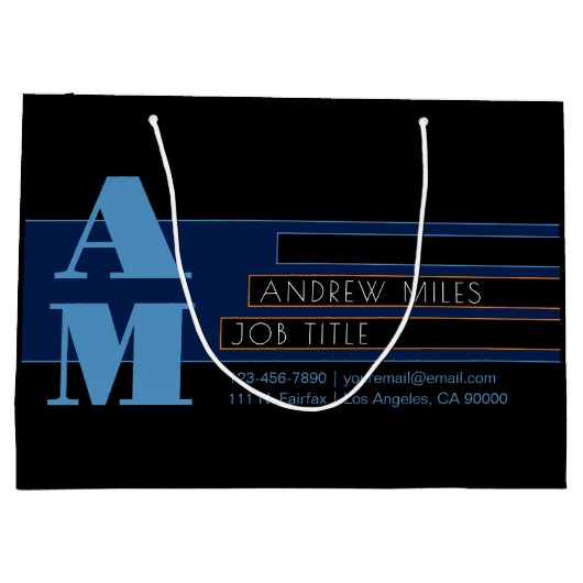 Retro-modern monogram & bewerkbare vormen & kleure groot cadeauzakje (Achterkant)