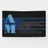 Retro-modern monogram & bewerkbare vormen & kleure spandoek (Horizontaal)