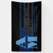 Retro-modern monogram & bewerkbare vormen & kleure spandoek (Verticaal)