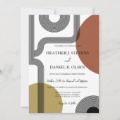 Retro Modern Mustard Terracotta Abstracte bruiloft Kaart (Voorkant)