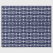 Retro Modern Navy Blue Ovalen Geometric Pattern Cadeaupapier (Vlak)