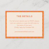 Retro Modern Orange Geometric Wedding RSVP QR Code Informatiekaartje (Voorkant)