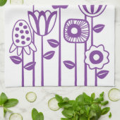 Retro Modern Paarse ventilatortuin Theedoek (Gevouwen)