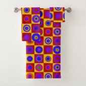 Retro Modern Polka Dots Circles op art. 1970 Bad Handdoek (Insitu)