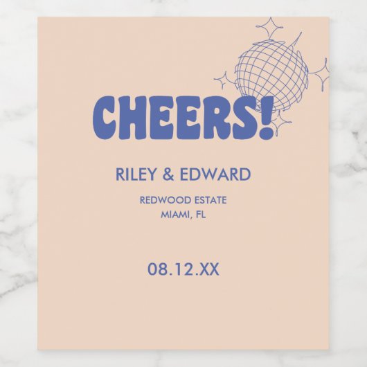 Retro Modern 'Proost!' Aangepaste bruiloft wijn la Wijn Etiket (Enkel label)