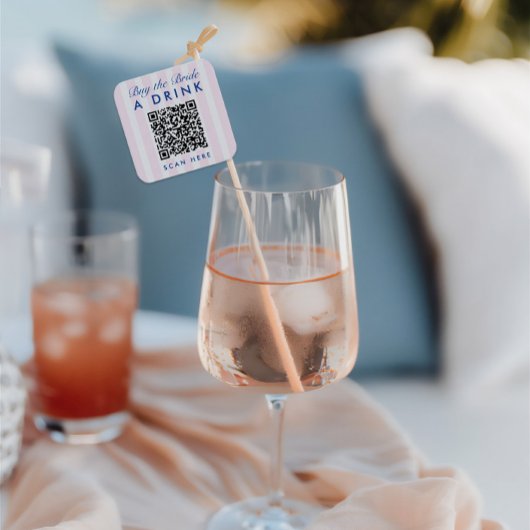 Retro Modern Roze Bachelorette QR Code Vierkante Sticker