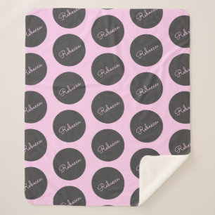 Retro-modern Roze & Grijs Modern Polka Dot Design Sherpa Deken
