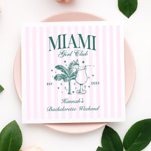 Retro Modern Roze & Groen Miami Bachelorette Party Servet