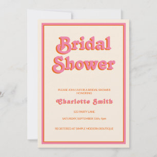 Retro Modern Roze Oranje Bridal Shower Invitation Kaart