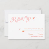 Retro Modern Script Koraal Roze bruiloft RSVP Kaar (Voorkant)