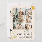 , retro, modern script, vrolijke kerstfoto feestdagenkaart (Voorkant)