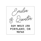 Retro Modern Script Wedding Return Address Rubberstempel (Afrduk)