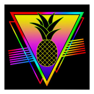 Retro Modern Silhouet Ananas Zomerfruit Perfect Poster