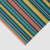 Retro Modern Stripes Blue Oranje Mustard Pattern Tissuepapier (Detail)