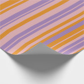 Retro Modern Stripes Patroon Lavendel Sinaasappel Cadeaupapier (Hoek)