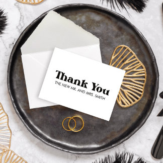 Retro Modern Zwart Bold & Chic Wedding Bedankkaart