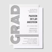 Retro Modern Zwart Cool Typografie Afstuderen Vellum Uitnodigingen (Offset)