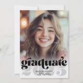 Retro Modern Zwart Wit 4 Foto Afstuderen Kaart (Voorkant)