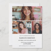 Retro Modern Zwart Wit 4 Foto Afstuderen Kaart (Achterkant)