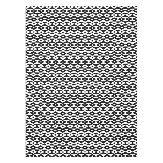 Retro Modern Zwart Wit Diamant Vorm Patroon Tafelkleed (Voorkant)