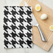 Retro Modern Zwart Wit Honden-Tand Weven Theedoek (Quarter Fold)