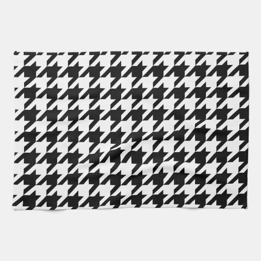 Retro Modern Zwart Wit Honden-Tand Weven Theedoek (Horizontaal)