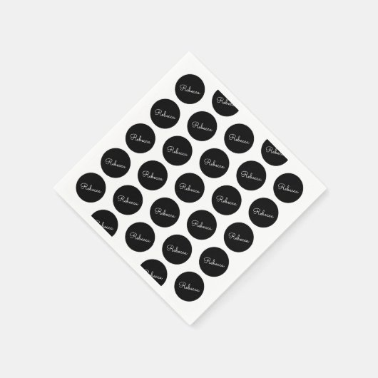 Retro-modern zwart-wit polka dot design servet (Hoek)