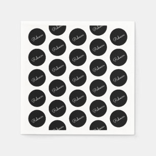 Retro-modern zwart-wit polka-stip ontwerp servet