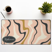 Retro Moderne Abstracte Marmer Werveling Roze Goud Bureaumat