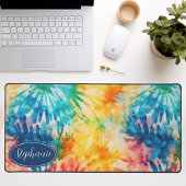 Retro Moderne Abstracte Regenboog Waterverf Tie Dy Bureaumat