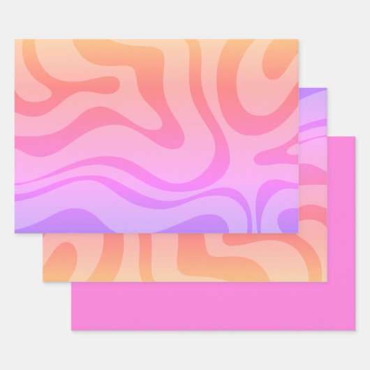 Retro Moderne Abstracte vloeistof roze Inpakpapier Vel (Set)